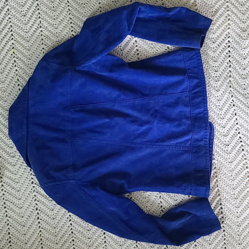 Cobalt Blue genuine suede leather Chico's jacket small - Picture 5 of 7